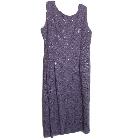 Jeanne Alexander Purple 2Pc Lace Sleeveless Sheath Dress Open Jacket Size 20W - Picture 4 of 8